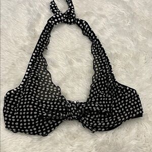 Vintage Elegant Black and White Polka Dot Bikini Top